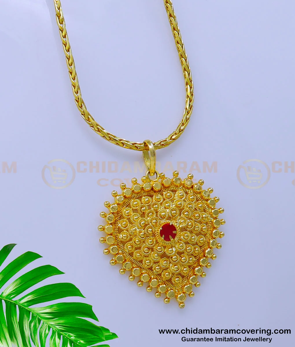 Buy Trendy Ruby Stone Gold Plated Long Chain with Pendant